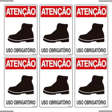 Imagem de Combo 6 Placas De Sinalização Atenção Bota Uso Obrigatório 20x30 Ekomunike - S-204 F9e