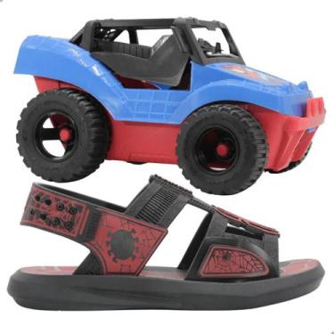 Imagem de Sandália Grendene Spider Man Trator Buggy Preto Vermelho