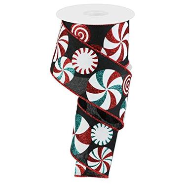 Imagem de Fita de borda com fio Peppermints on Canvas - 10 jardas (preto, branco, turquesa, vermelho, 6 cm)