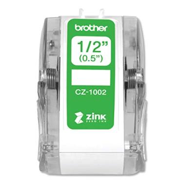 Imagem de Brother Rolo de etiqueta genuíno CZ-1002 de comprimento contínuo 12 mm de largura x 5 m de comprimento com tecnologia Zink Zero Ink