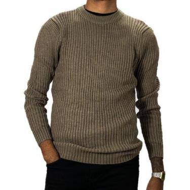Imagem de Suéter Masculino Pulôver Slim Fit Tricot Canelado Lã Blusa - Melvim On