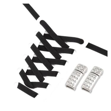 Imagem de Shoelaces Without Tie Kids Adult Width Elastic Laces For Flat Sport Shoes Casual Shoes Accessories (Color : Black)