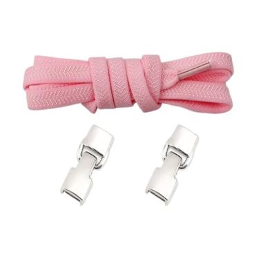 Imagem de Elastic Laces Sneakers Hook Locks Shoelaces Without Ties Wide Flats Creative No Tie Shoe Laces Kids Adult Shoelace (Color : Pink)