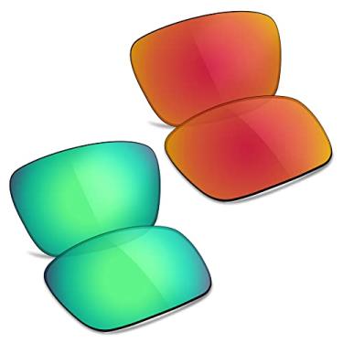 Imagem de TRUSHELL Lentes de reposição polarizadas para óculos de sol Oakley Drop Point OO9367 - vermelho vermelho + verde jade