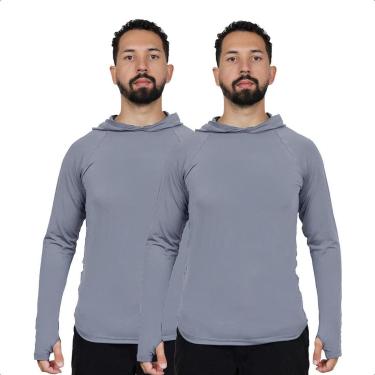 Imagem de Kit 2 Camisa Segunda Pele Masculina Térmica Frio Capuz Uv50-Unissex