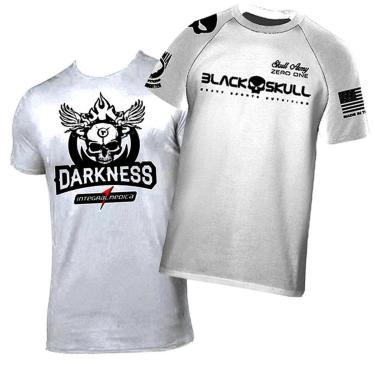 Imagem de Kit 2x Camiseta Esportiva  Branca Black Skull + Camisa Branca Darkness Integralmedica-Unissex