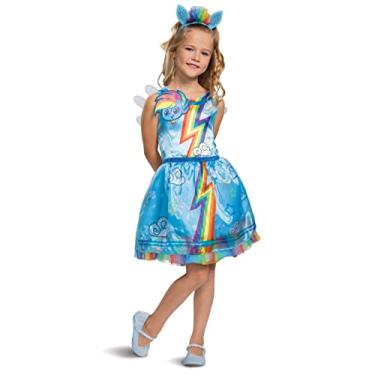 Imagem de Disguise Rainbow Dash My Little Pony Costume for Girls, Children's Character Dress Outfit, Classic Kids Size Small (4-6x), Blue & Rainbow (104719L)