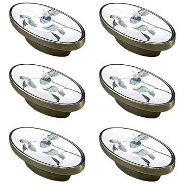 Imagem de 6 maçanetas de decoração de cômoda de banheiro cozinha quarto móveis gaveta maçanetas estilo pastoral puxadores de móveis de armário (estilo C distância do furo 16 mm)