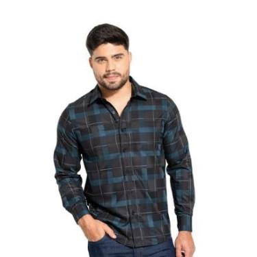 Imagem de Camisa Sallo Jeans Xadrez Preto Tam. M-Masculino