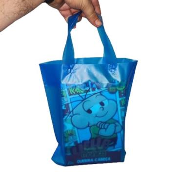 Imagem de 25 SACOLAS PLÁSTICAS MODELO ALÇA FITA MEDIDA 27X40X0,15 (AZUL TRANSPARENTE)