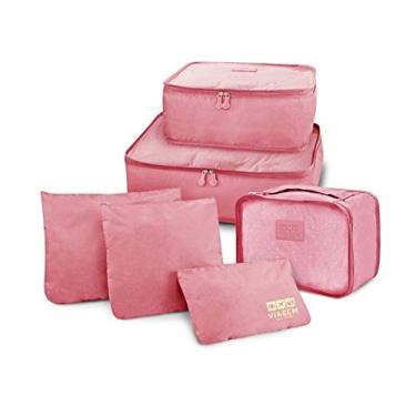 Imagem de Kit Organizador de Malas de 6 Peças Viagem Conjunto Cor:Rosa