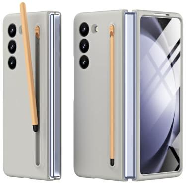 Imagem de Miimall Capa S Pen para Galaxy Z Fold 6 - Capa de celular ultrafina e sedosa para PC - Cinza claro