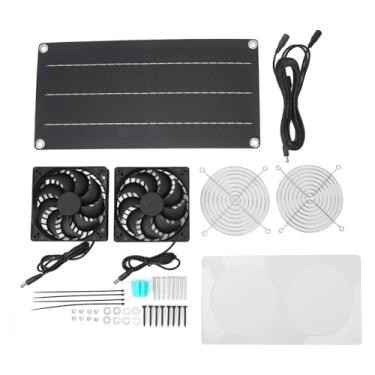 Imagem de Leapiture Ventiladores de resfriamento de painel solar 10W 6V Ventilador de ventilação monocristalino Kit portátil de ventiladores de painel solar laminado PET de silicone para