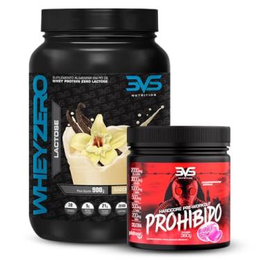 Imagem de 3VS Nutrition Combo Whey Zero Lactose 900gr Sabor Baunilha + Pré Treino Prohibido 360g Sabor Chiclete