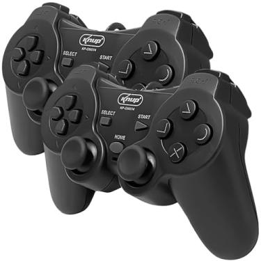 Imagem de Kit 2 Controles DualShock para PS1 e PS2 Knup Joystick Manete Video Game Analógico Playstation