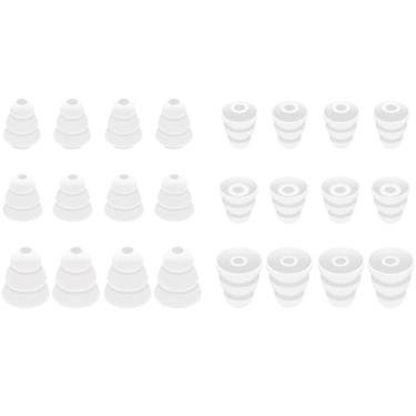 Imagem de 12 pares de pontas de fone de ouvido cônicas de flange tripla de substituição para a maioria dos fones de ouvido intra-auriculares (Sony/Beats/AKG/KZ etc.), P/M/G 12 pares, branco (431W)
