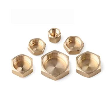 Imagem de 6 peças 1/10.2 cm 3/10.2 cm 3/20.3 cm 1/5.1 cm 5/20.3 cm R410 NPT conector adaptador de rosca de latão conector de cabeça hexagonal com núcleo de latão para ar condicionado unidade externa tampa de