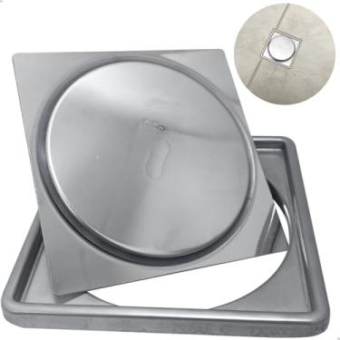 Imagem de Dona D Cor, Porta Grelha E Ralo Click Inteligente 10x10 Caixilho Quadrado Inox Kit Ralo Com Suporte 10cm Para Banheiro Box Lavabo Tampa Caixa Sifonada