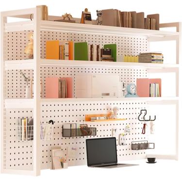 Imagem de Prateleira de armazenamento de mesa para monitor de mesa Rack de exibição de 3 camadas, altura de prateleira ajustável de armazenamento DIY, prateleira de metal de organizador de mesa, para