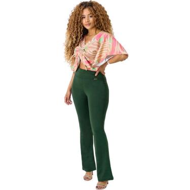 Imagem de Calça Flare Ponto Roma Feminina Cintura Média Plus Size-Feminino