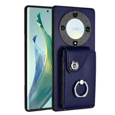 Imagem de Kainevy Capa carteira para Honor Magic 5 Lite de couro fofa Honor Magic 5 Lite com suporte para cartão e anel de suporte, fecho magnético, capa protetora resistente à prova de choque de silicone e