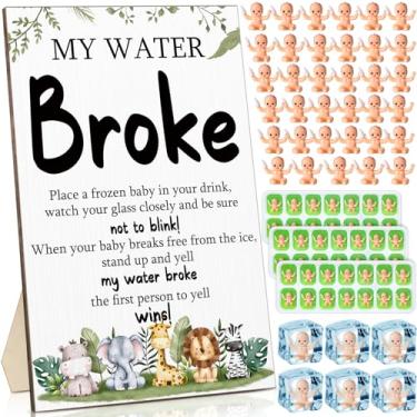 Imagem de Conjunto de 54 peças My Water Broke Game Baby Shower Jogo de Madeira Conjunto de Presente de Bebê Revelação de Gênero Decoração de Festa 50 Pequenos Bebês de Plástico Pequeno Mini Bebê 3 Bandejas de