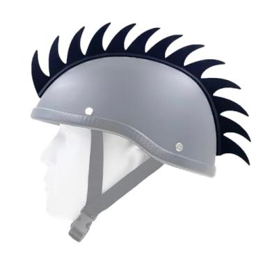 Imagem de Hot Rides Peruca de borracha punk Mohawk Warhawk acessório para capacete para esqui, skate, bicicleta, motociclista, scooter, capacete de motocicleta (Sharkfin - Preto)