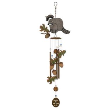Imagem de Sunset Vista Designs 91901 Sinos de vento rústicos para decoração ao ar livre presentes para Dad Lake Lodge Collection Metal Wind Chime, 82 cm, guaxinim