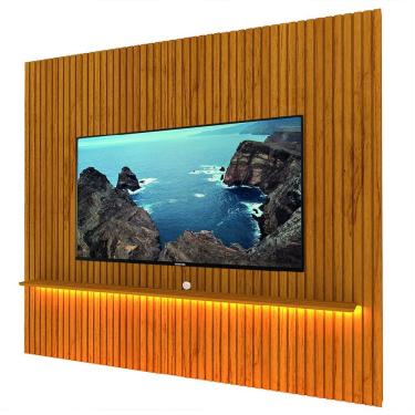 Imagem de Painel Ripado Para TV Até 90 Polegadas Com Prateleira e LED Nobre Naturale Gelius