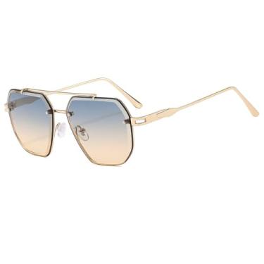 Imagem de JRLLFD Óculos de sol polarizados com armação de metal, polígono, vintage, feminino, uv400, para dirigir, pesca, o melhor presente, c7, tamanho único