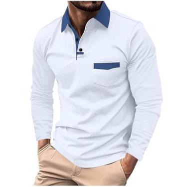 Imagem de Pulôver masculino de manga comprida gradiente atlético, moderno, confortável, casual, blusa clássica de outono para trilhas, camiseta diária, Y3 - Branco, M