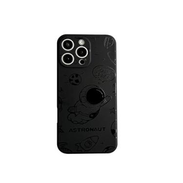 Imagem de Yonds Queen Capa fofa para iPhone 11 Pro, desenho animado astronauta foguete lua espaço design elegante TPU macio à prova de choque antiderrapante capa moderna (iPhone 11 Pro, Fly Black)