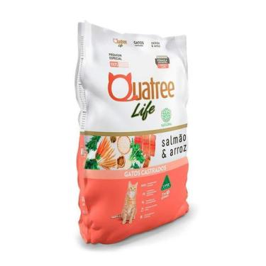 Imagem de Ração Quatree Life para Gatos Castrados Sabor Salmão e Arroz - 3kg