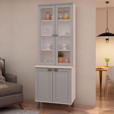 Imagem de Cristaleira Iluminata 100% Mdf com 2 Portas de Vidro Branco/Fendi - Ge