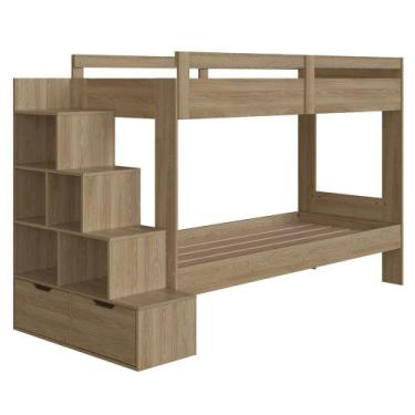 Imagem de Beliche Infantil Com Escada Nichos e Gavetas Infix C06 Aveiro - Mpozen