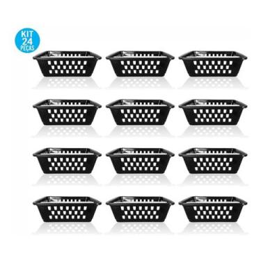 Imagem de Kit 24 Cesto Multiuso Organizador Pequeno 16x12x6Cm Preto - 123 Organi