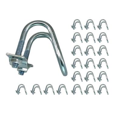 Imagem de Fudatong 24 peças 2.5 cmx2.5 cm O.D Cross-Connector Vertical Pipe Clip, U-Type Tube Buckle Steel Pipe Connector Fixator, Farm Greenhouse Toldo Frame Top Rail Fence Andaime, Diâmetro máximo do tubo 2,5