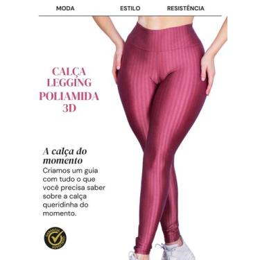 Imagem de 2 Calça Legging 3D Poliamida Básico Cintura Alta Grossa Fitness Academ