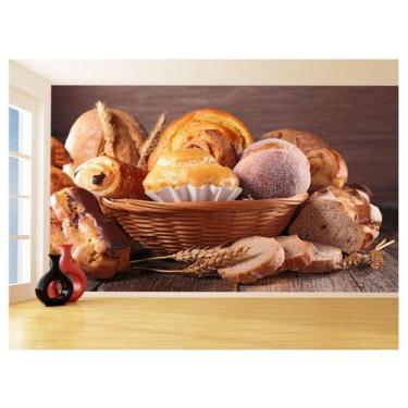 Imagem de Papel De Parede 3D Alimentos Pão Pães Padaria 3,5M Al240 - Você Decora