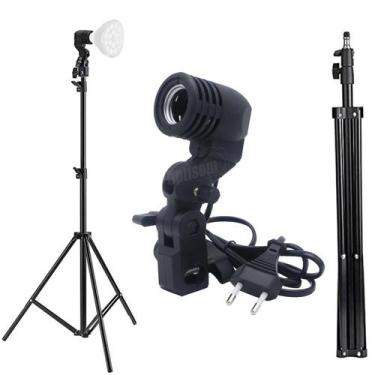 Imagem de Kit Bocal Para Lâmpada Padrão E Suporte Tripé Pedestal - greika