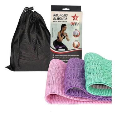 Imagem de Faixas Elásticas de Exercício Kit 3 Níveis Gym  Treino em Casa - Fullc