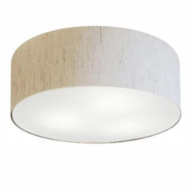 Imagem de Plafon Cilíndrico Md-3049 Cúpula em Tecido 70x15cm Linho Bege - Bivolt