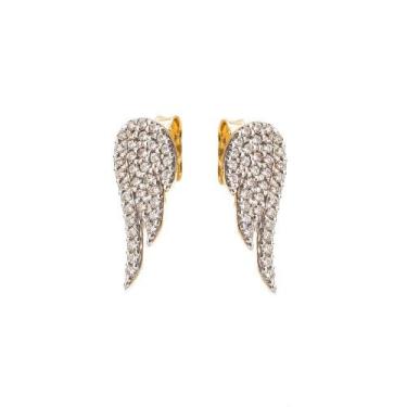 Imagem de Brinco de ouro 18 k Asa com Pedras - Elegancy Joias
