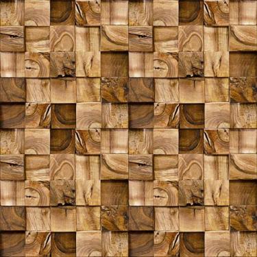 Imagem de Papel De Parede Vinílico Blocos De Madeira Natural Sala 10m - DELIQUAD