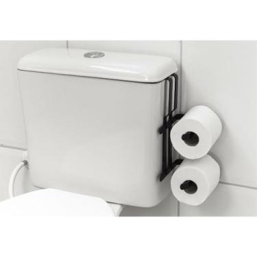 Imagem de Suporte Porta Papel Higiênico Duplo P/ Caixa Acoplada Preto - MetalCro