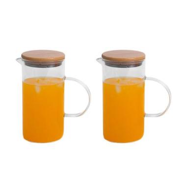 Imagem de Kit 2 jarras de vidro com tampa de bambu 750ml - Oikos, U, NATURAL