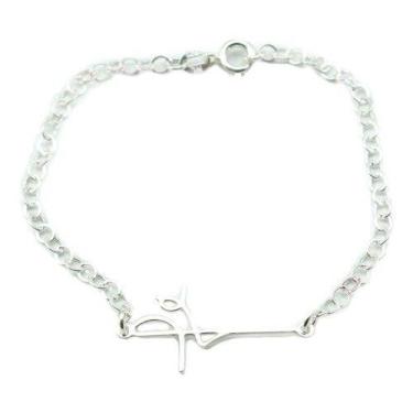 Imagem de Pulseira Feminina Fe Prata Legitima 925 - Lojas La&Ny, 18 cm, Prata 92
