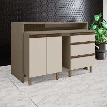 Imagem de Kit Ilha Gourmet 2 Portas 3 Gavetas com Tampo Connect Duna/Off White