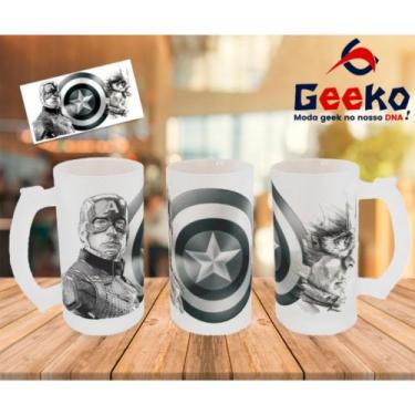 Imagem de Caneca de Chopp Capitão América Captain America Geeko, Jateada, 500ml