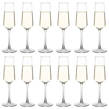 Imagem de YANGNAY Conjunto de 12 taças de champanhe com haste de 212 g, taças de vinho espumante para festa, transparente